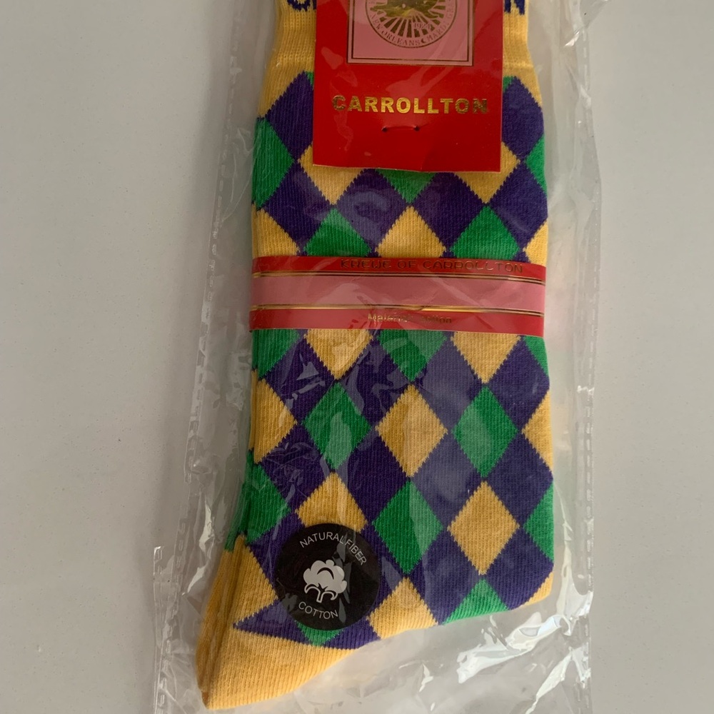 Mardi Gras Socks - Yellow, Green, Purple